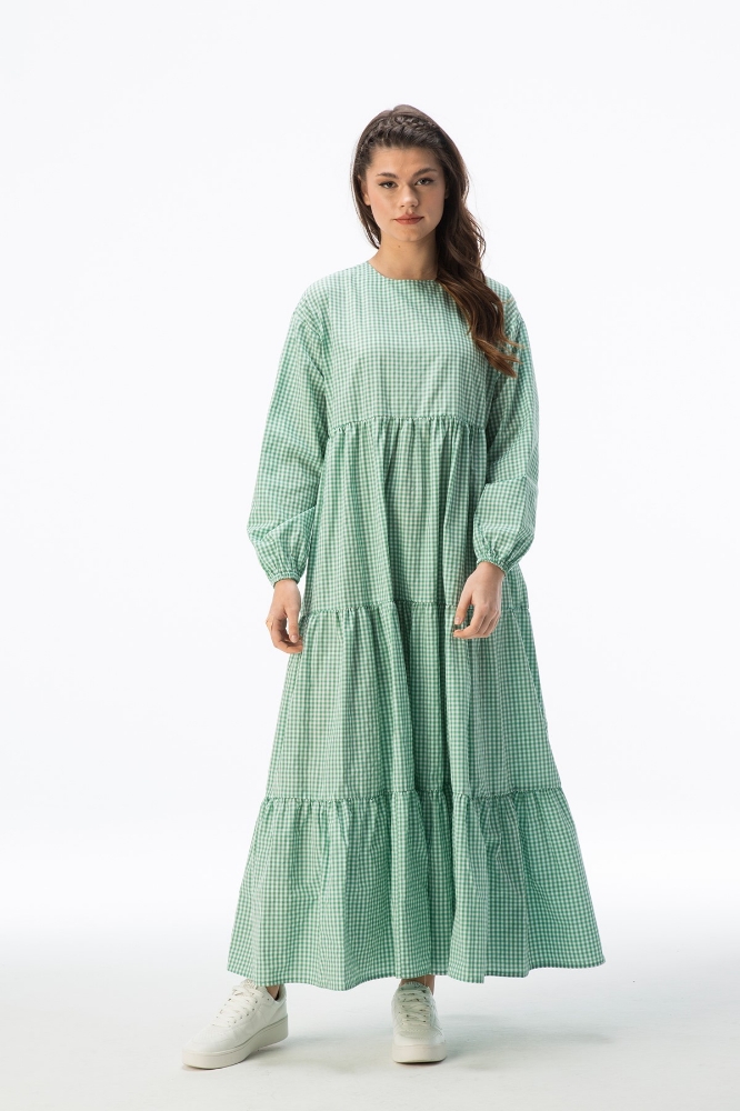Pötikare Büzgülü Elbise - Yeşil